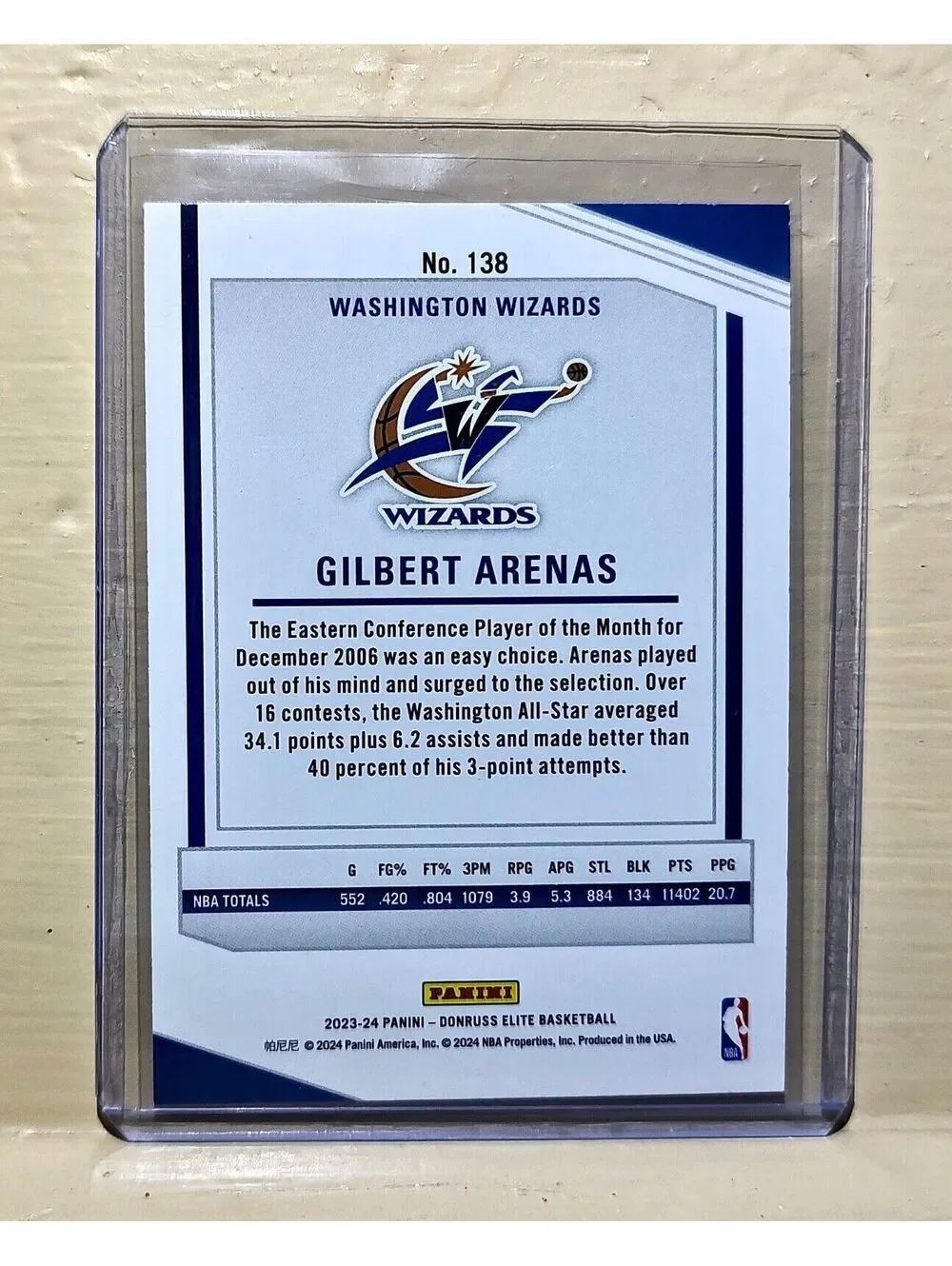 Gilbert Arenas 2023-24 Panini Donruss Elite NBA #138 Basketball Card Wizards